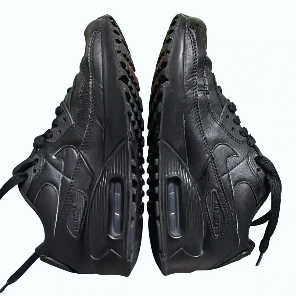 Nike Air Max 90 LTR Triple Black Youth 4.5Y Womens 6 Leather Sneakers CD6864-001